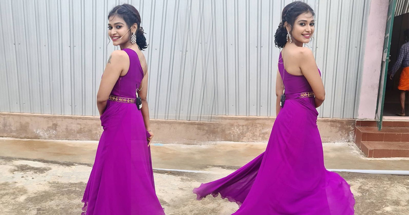 Dharsha Gupta violet color dress Stills