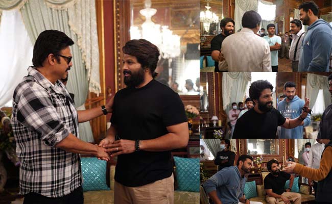 Allu Arjun surprises Venkatesh and Varun Tej