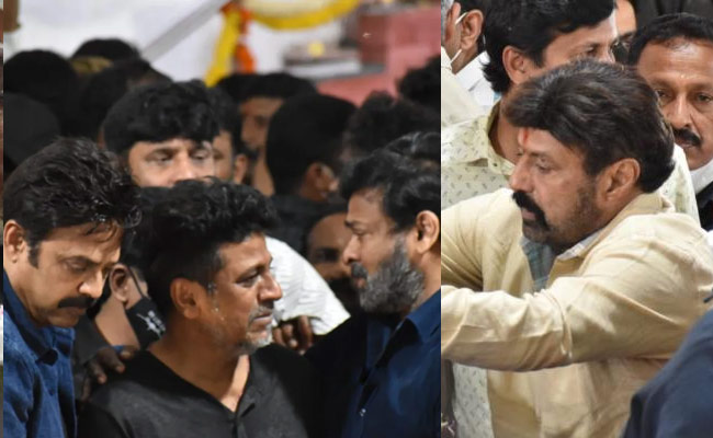 Tollywood celebs pay respect Puneeths last rites performed